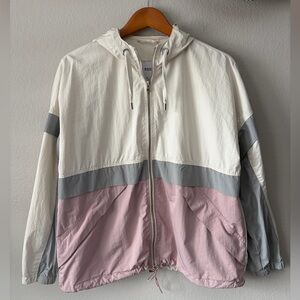 Pistola Lightweight Hooded Windbreaker Pink White Gray Women’s Medium